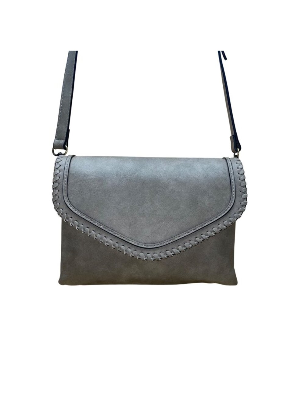 Jen & Co Women’s Gray Faux Leather With Adjustable Strap Crossbody Bag